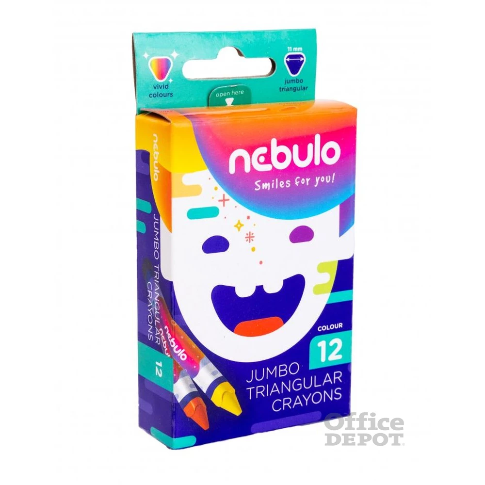 Nebulo Jumbo háromszögletű 12 db-os vegyes színű zsírkréta készlet