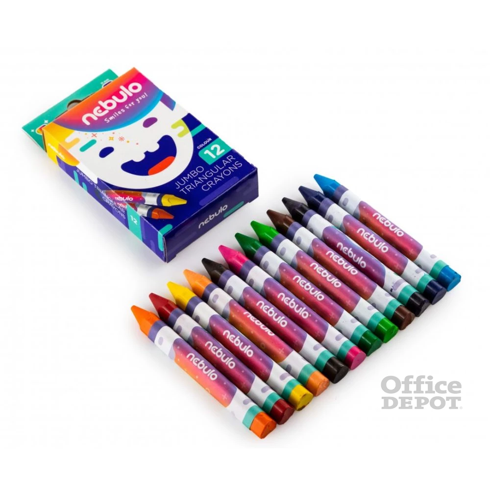 Nebulo Jumbo háromszögletű 12 db-os vegyes színű zsírkréta készlet