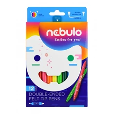 Nebulo kétvégű 12db-os vegyes színű filctoll készlet Nebulo kétvégű 12db-os vegyes színű filctoll készlet