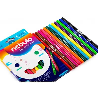 Nebulo kétvégű 12db-os vegyes színű filctoll készlet Nebulo kétvégű 12db-os vegyes színű filctoll készlet