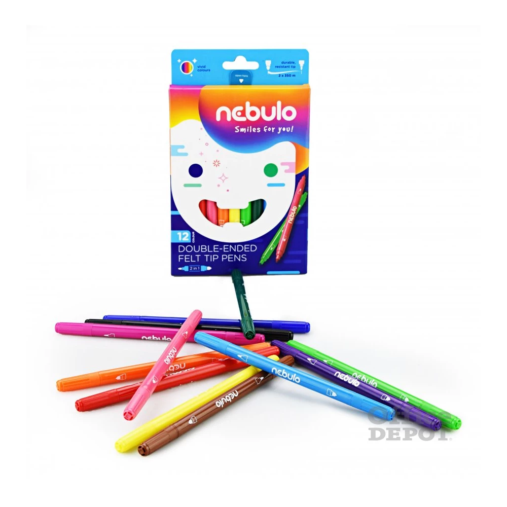 Nebulo kétvégű 12db-os vegyes színű filctoll készlet
