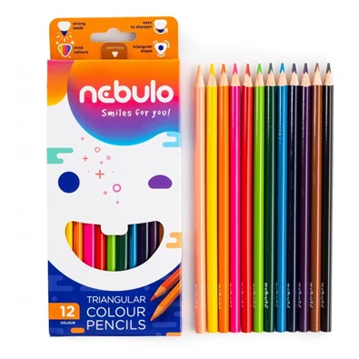 Nebulo háromszög alakú 12db-os színes ceruza készlet Nebulo háromszög alakú 12db-os színes ceruza készlet