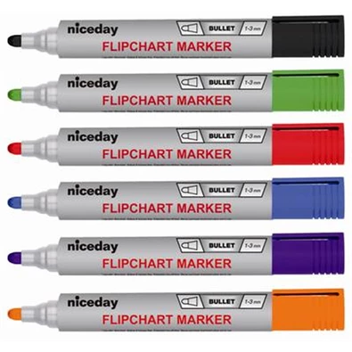 Niceday kerek hegyű 6db-os flipchart marker készlet Niceday kerek hegyű 6db-os flipchart marker készlet