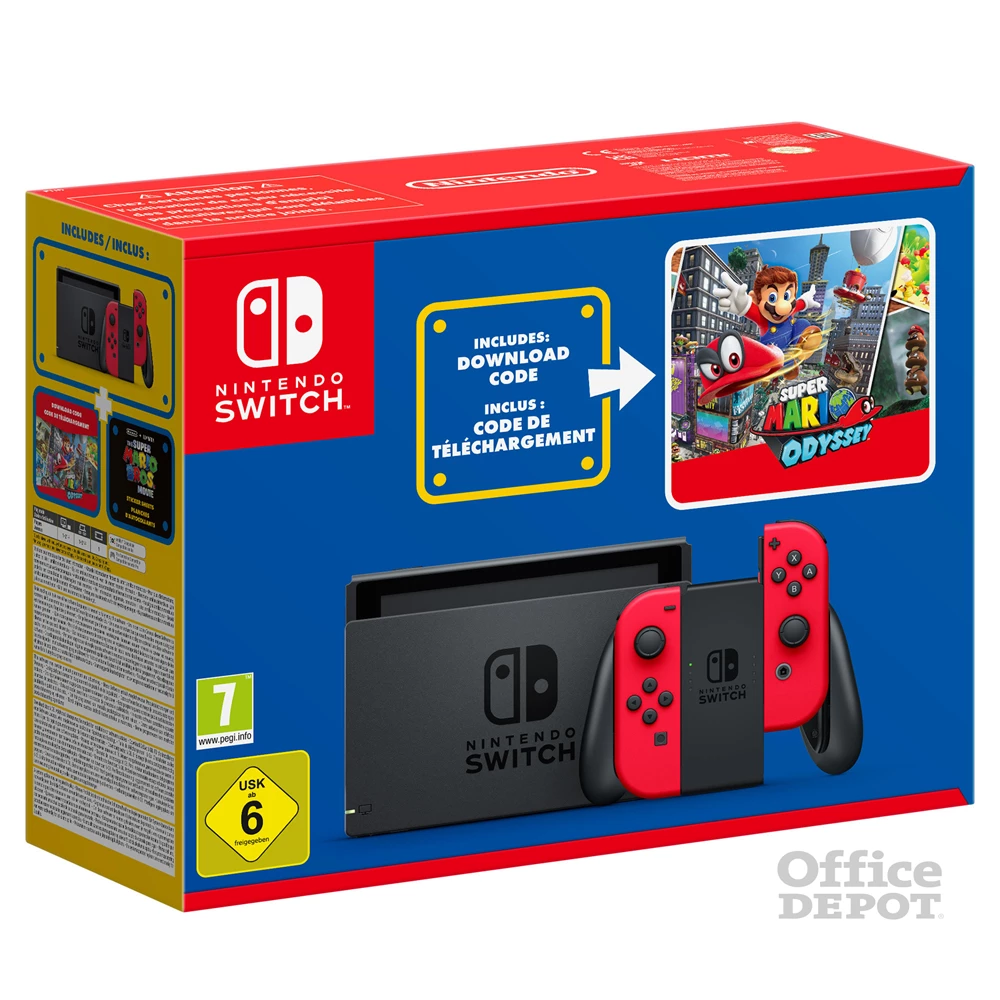 Nintendo Switch Neon Red + Super Mario Odyssey játékkonzol csomag