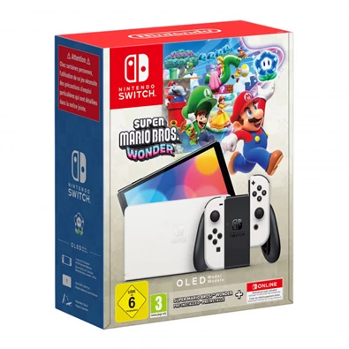 Nintendo Switch OLED játékkonzol + White Super Mario Bros. Wonder + 12hónapos Nintendo Switch Online előfizetés Nintendo Switch OLED játékkonzol + White Super Mario Bros. Wonder + 12hónapos Nintendo Switch Online előfizetés