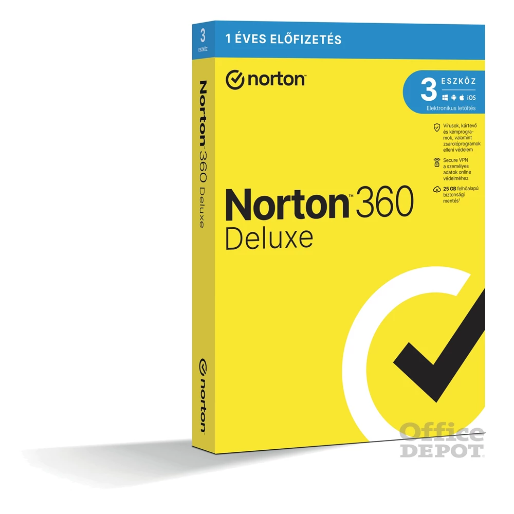 Norton 360 Deluxe 25GB HUN 1 Felhasználó 3 gép 1 éves dobozos vírusirtó szoftver