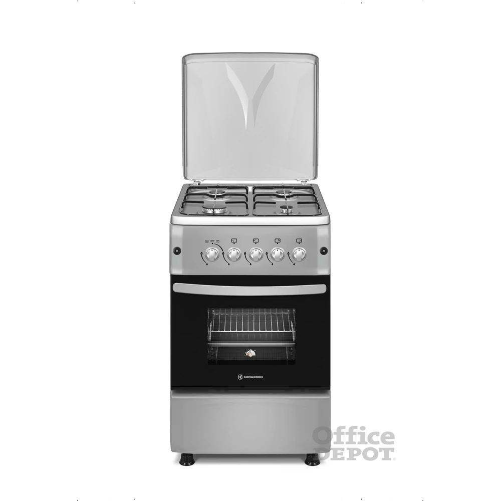 Novacook F5S40G2 INX inox, szabadonálló, gáz, főzőzóna: 4, sütő:54L, tűzhely