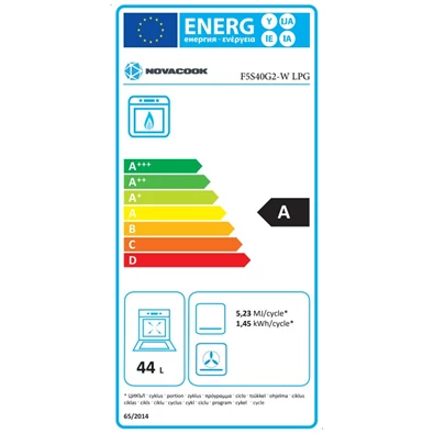 Novacook F5S40G2 W LPG fehér gáztűzhely Novacook F5S40G2 W LPG fehér gáztűzhely