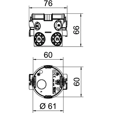 OBO 2003702 UG 66 1-es kerek 60mm fekete műanyag süllyesztett kötődoboz OBO 2003702 UG 66 1-es kerek 60mm fekete műanyag süllyesztett kötődoboz