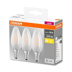 Osram Base matt üveg búra/4W/470lm/2700K/E14 LED gyertya izzó 3 db Osram Base matt üveg búra/4W/470lm/2700K/E14 LED gyertya izzó 3 db