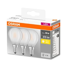Osram Base matt üveg búra/4W/470lm/2700K/E14 LED kisgömb izzó 3 db Osram Base matt üveg búra/4W/470lm/2700K/E14 LED kisgömb izzó 3 db