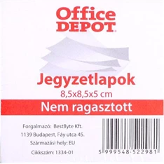 Office Depot 8,5 x 8,5 x 5 cm nem ragasztott jegyzetlapok Office Depot 8,5 x 8,5 x 5 cm nem ragasztott jegyzetlapok
