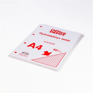 Office Depot A4 50 lapos kockás gyűrűskönyv betét Office Depot A4 50 lapos kockás gyűrűskönyv betét