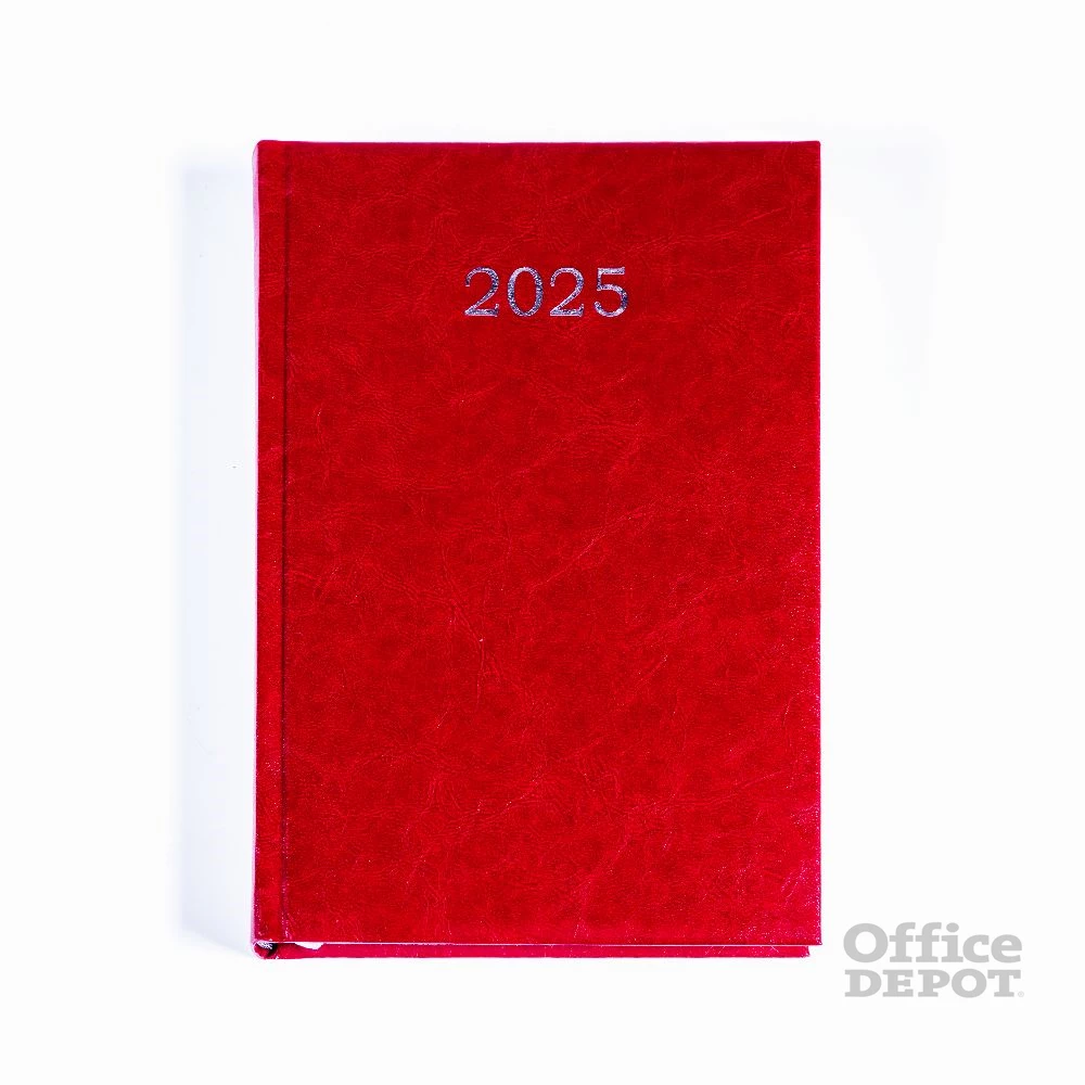 Office Depot A5 2025 napi beosztású bordó határidőnapló