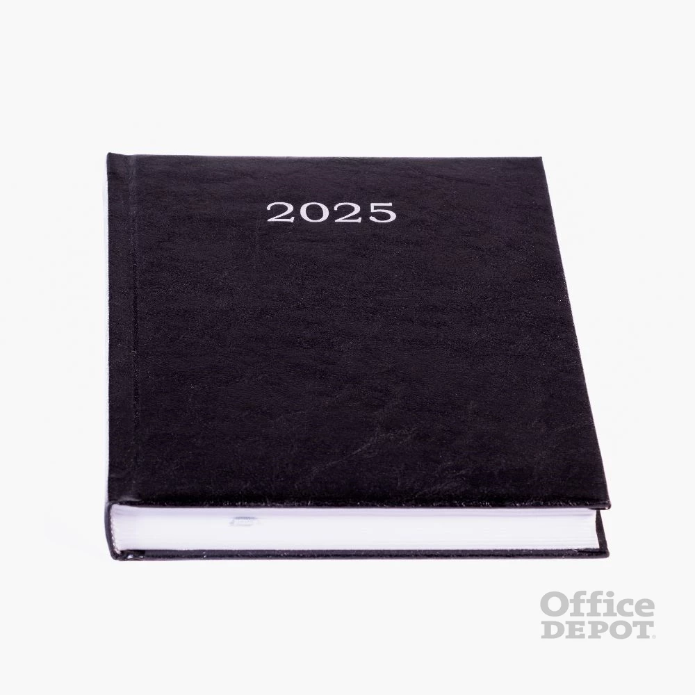 Office Depot A5 2025 napi beosztású fekete határidőnapló