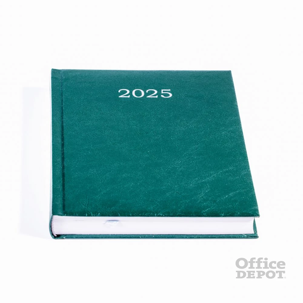 Office Depot A5 2025 napi beosztású zöld határidőnapló