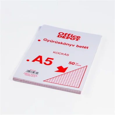 Office Depot A5 50 lapos kockás gyűrűskönyv betét