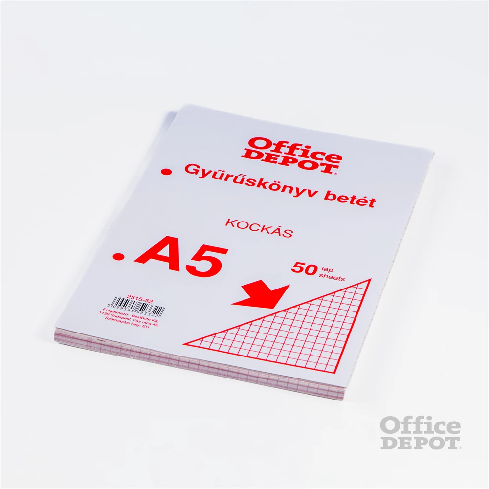 Office Depot A5 50 lapos kockás gyűrűskönyv betét