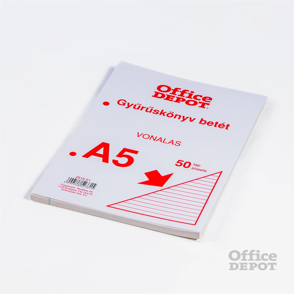 Office Depot A5 50 lapos vonalas gyűrűskönyv betét