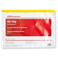 Office Depot A3 5db/cs áttetsző cipzáras tasak