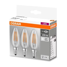 Osram Base átlátszó üveg búra/4W/470lm/4000K/E14/dobozos LED gyertya izzó 3 db Osram Base átlátszó üveg búra/4W/470lm/4000K/E14/dobozos LED gyertya izzó 3 db