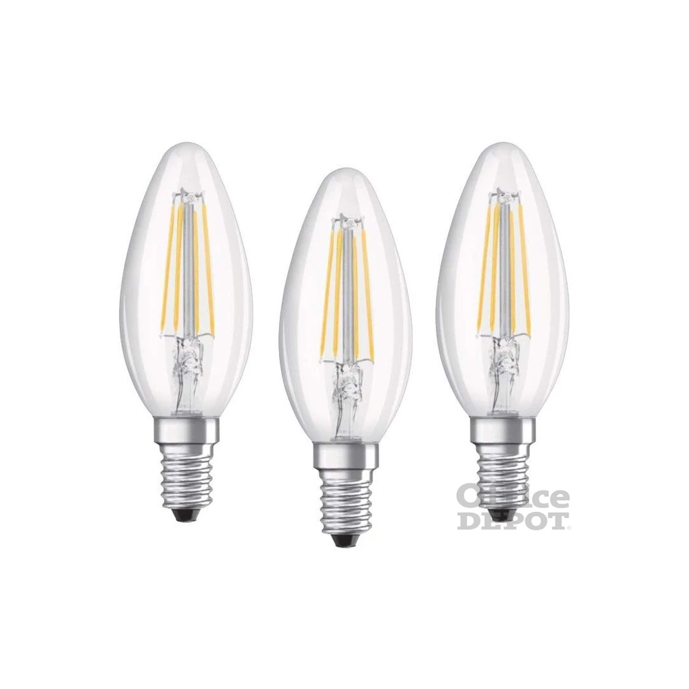 Osram Base átlátszó üveg búra/4W/470lm/2700K/E14/dobozos LED gyertya izzó 3 db