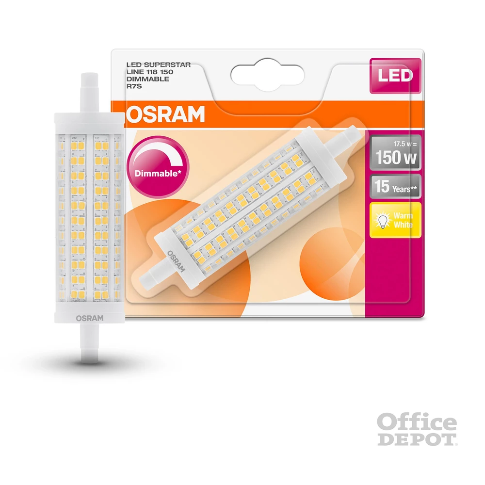 Osram Superstar műanyag búra/17,5W/2452lm/2700K/R7s dimmelhető LED ceruza izzó