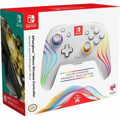 PDP 500-238-WH Afterglow Wave Nintendo Switch RGB LED Lighting fehér vezeték nélküli kontroller PDP 500-238-WH Afterglow Wave Nintendo Switch RGB LED Lighting fehér vezeték nélküli kontroller
