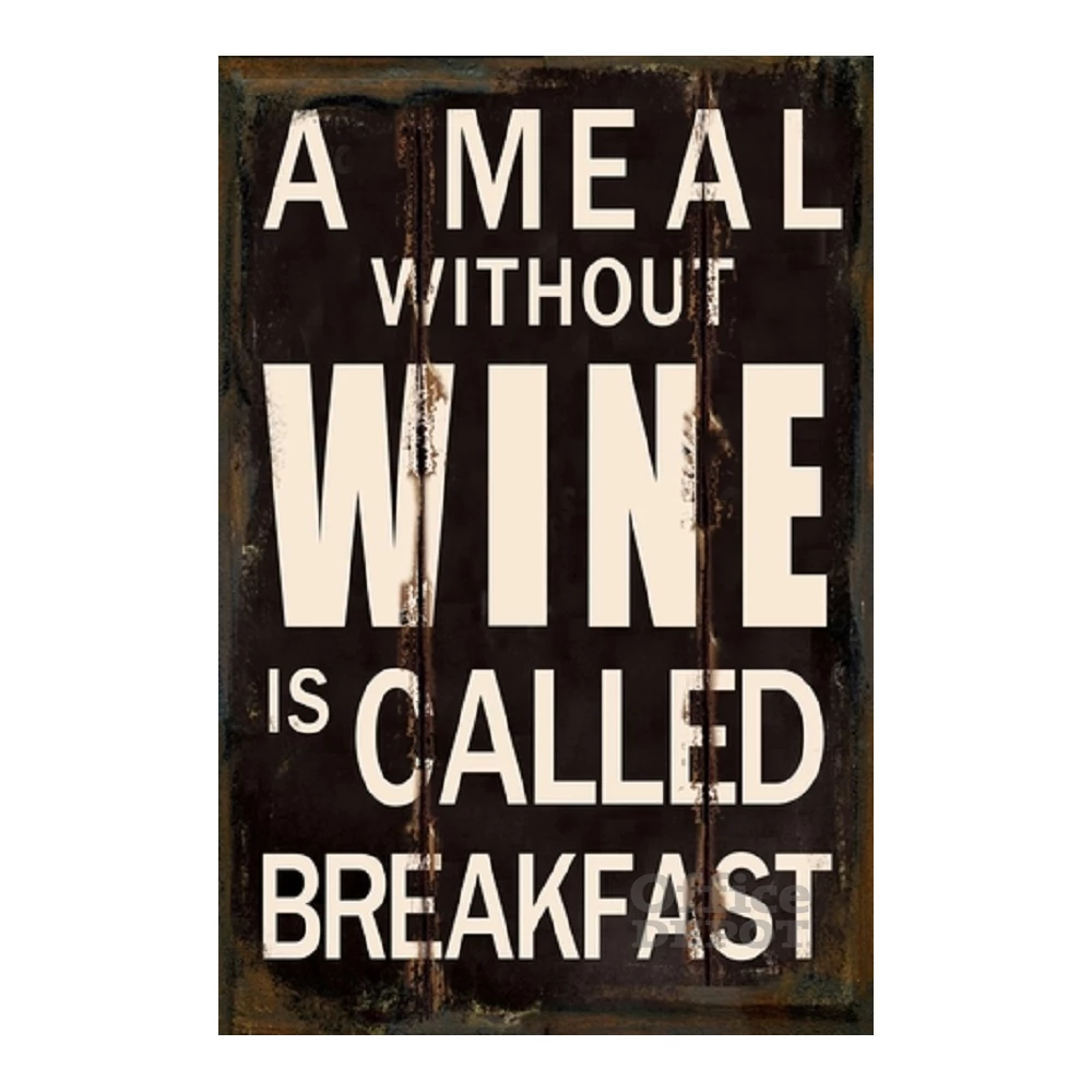 PF A meal without wine… 20x30 cm-es retro dekor fémtábla