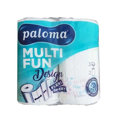 Paloma KT MULTI FUN 3 rétegű 145lap színes 2 tekercs/csomag papírtörlő Paloma KT MULTI FUN 3 rétegű 145lap színes 2 tekercs/csomag papírtörlő