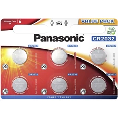 Panasonic CR2032 3V lítium gombelem 6db/csomag Panasonic CR2032 3V lítium gombelem 6db/csomag