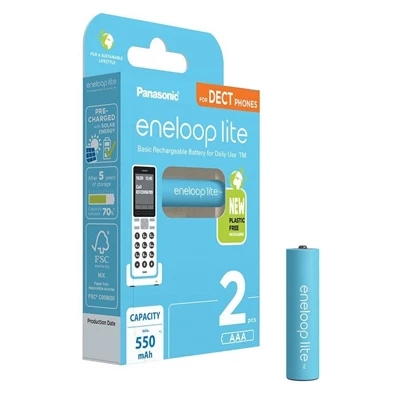 Panasonic Eneloop BK-4LCCE/2DE AAA 550mAh mikro ceruza akku 2db/csomag Panasonic Eneloop BK-4LCCE/2DE AAA 550mAh mikro ceruza akku 2db/csomag