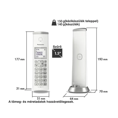 Panasonic KX-TGK210PDW hívóazonosítós fehér dect telefon Panasonic KX-TGK210PDW hívóazonosítós fehér dect telefon