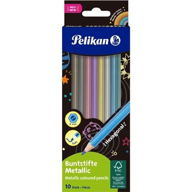 Pelikán Metallic hatszögletű 10db-os színes ceruza készlet Pelikán Metallic hatszögletű 10db-os színes ceruza készlet