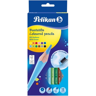 Pelikan radírozható 12 színű színesceruza készlet Pelikan radírozható 12 színű színesceruza készlet
