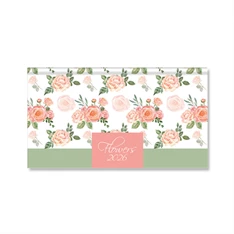 Period Flowers Green 2026 fekvő zsebnaptár