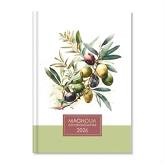 Period Magnólia Olive 2026 B6 napi beosztású női tervező határidőnapló