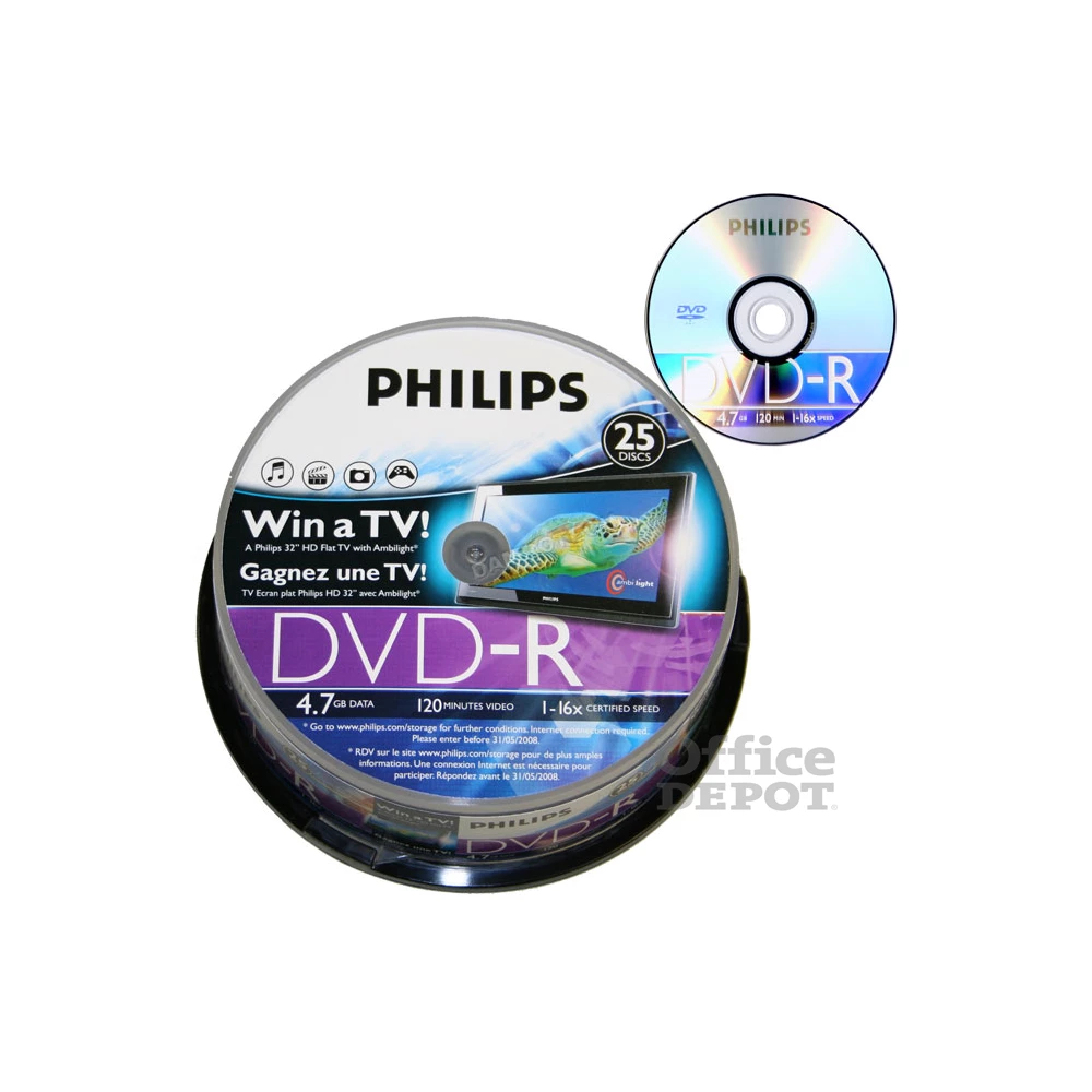 Philips DVD-R 4,7 Gb Írható DVD 25db/henger