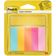 Post-it Beachside 15x50mm  5x50lap vegyes jelölőlap 100% PEFC, SGSCH-PEFC-COC-110078