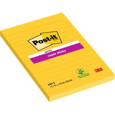 Post-it Super Sticky 102x152mm vonalas 90 lapos nárciszsárga jegyzettömb 100% PEFC, SGSCH-PEFC-COC-110078