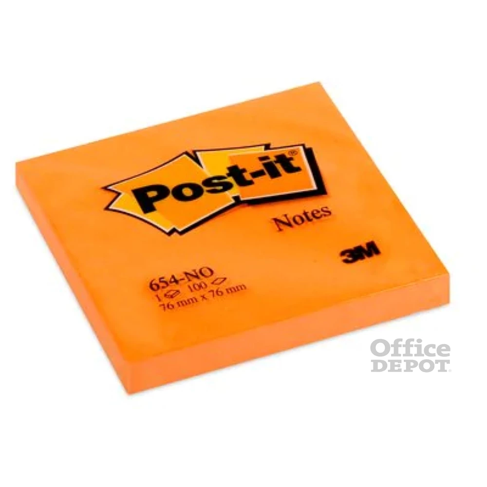 Post-it 76x76mm 100lap neon narancs jegyzettömb
