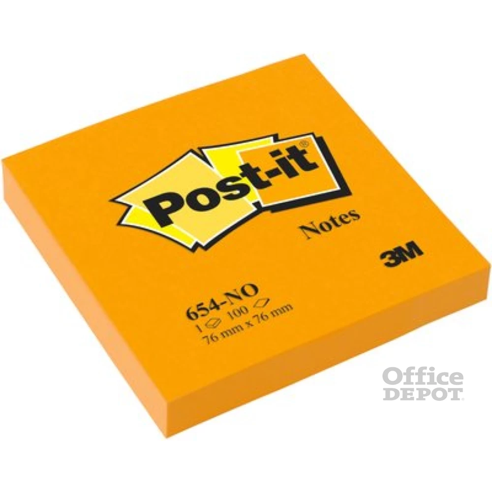 Post-it 76x76mm 100lap neon narancs jegyzettömb