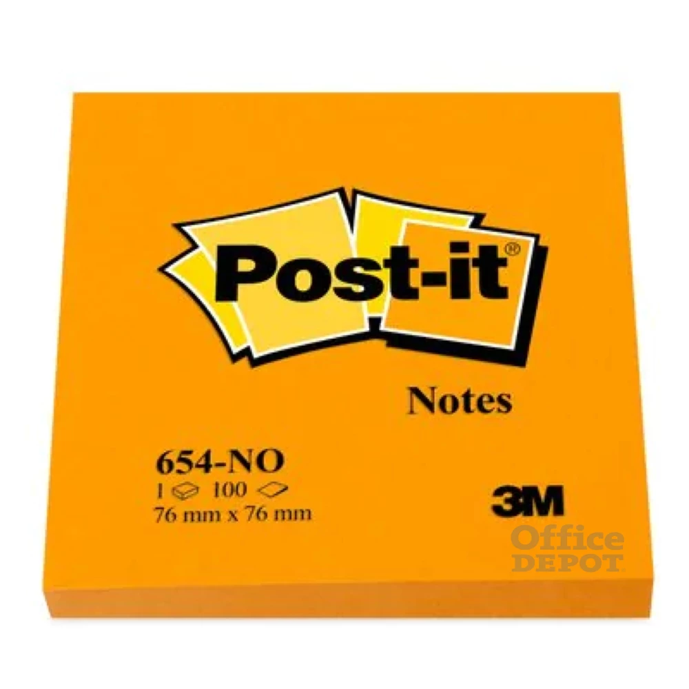 Post-it 76x76mm 100lap neon narancs jegyzettömb