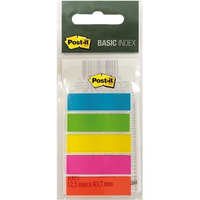 Post-it Basic 12x43mm 5x20lap élénk színű jelölőcímke Post-it Basic 12x43mm 5x20lap élénk színű jelölőcímke