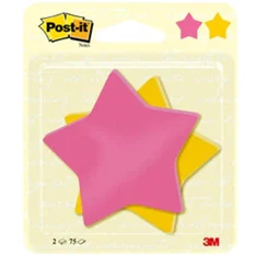Post-it Csillag alakú 2x75lap 70,5x70,5mm öntapadó jegyzettömb Post-it Csillag alakú 2x75lap 70,5x70,5mm öntapadó jegyzettömb