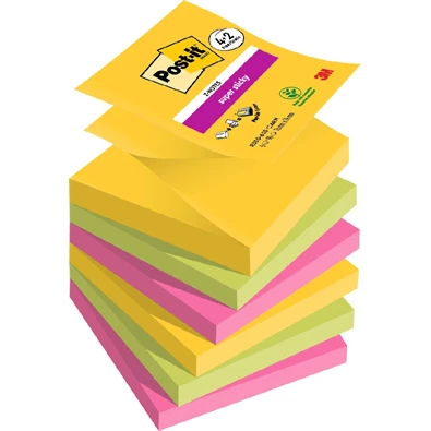 Post-it Super Sticky Carnival 76x76mm 90lapos 4+2db vegyes Z-jegyzettömb Post-it Super Sticky Carnival 76x76mm 90lapos 4+2db vegyes Z-jegyzettömb