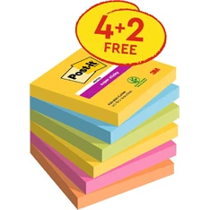 Post-it Super Sticky Carnival 76x76mm 90lapos 4+2db vegyes jegyzettömb Post-it Super Sticky Carnival 76x76mm 90lapos 4+2db vegyes jegyzettömb