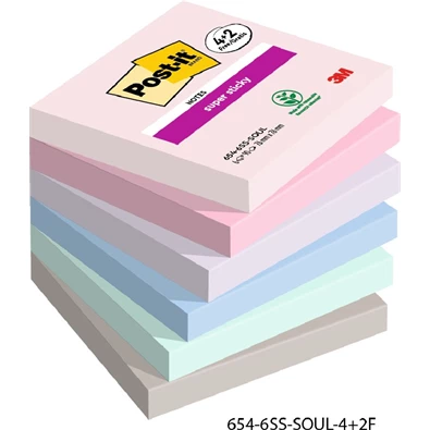 Post-it Super Sticky Soulful 76x76mm 90lapos 4+2db vegyes jegyzettömb Post-it Super Sticky Soulful 76x76mm 90lapos 4+2db vegyes jegyzettömb