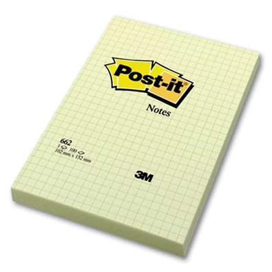 Post-it 102x152mm kockás öntapadós sárga jegyzettömb Post-it 102x152mm kockás öntapadós sárga jegyzettömb
