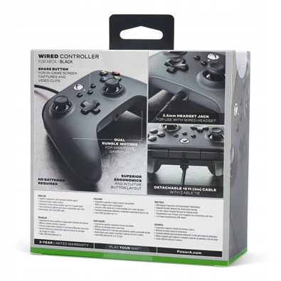 PowerA 1519265-02 Xbox Series X|S / Xbox One vezetékes fekete kontroller PowerA 1519265-02 Xbox Series X|S / Xbox One vezetékes fekete kontroller